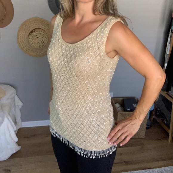 Vintage Hand Beaded Top Cyn Les - Picture 9 of 11